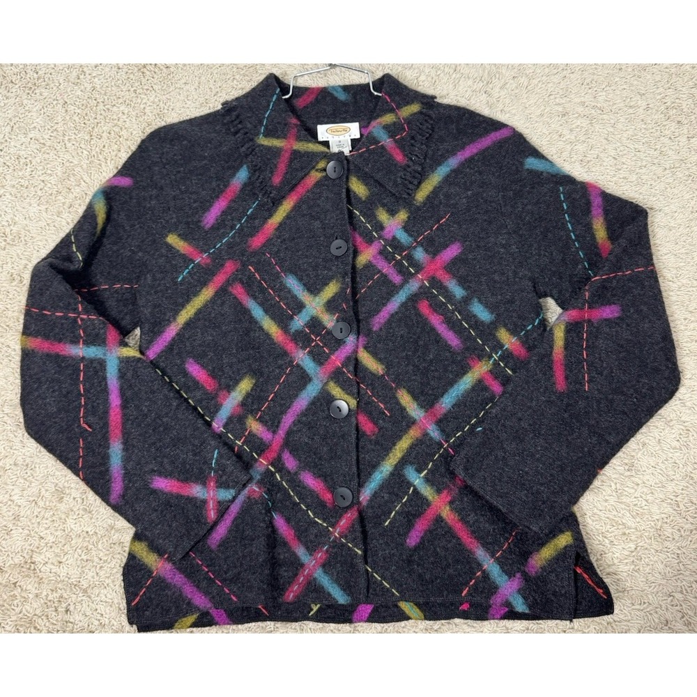 VTG Talbots Women's Colorful Button Up Wool Jacket Size S Cottagecore Retro Boho